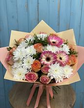 Букет цветов из:  Розы, Герберы и Хризантемы во Фрязино