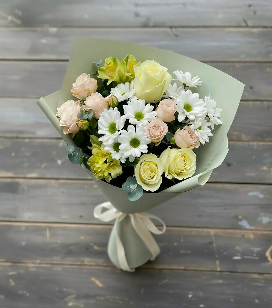 Букет цветов из: Альстромерии, Розы и Хризантемы во Фрязино