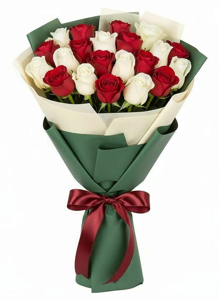 Букет Микс из красных и белых роз во Фрязино