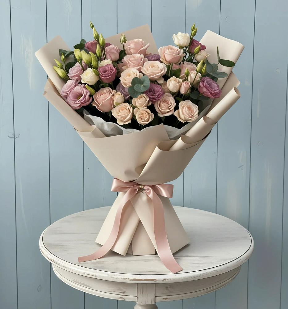 Букет цветов из: Розы и Лизиантусы во Фрязино