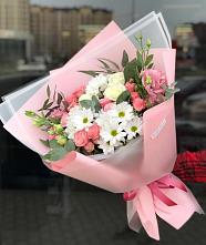 Букет цветов из:  Розы, Лизиантусы и Хризантемы во Фрязино