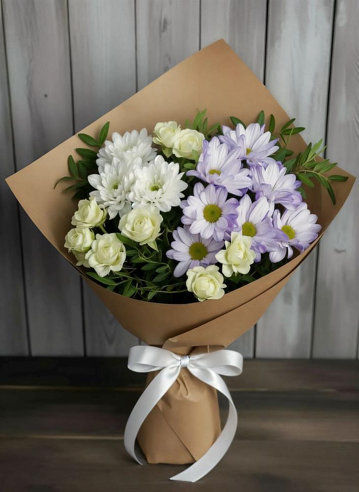 Букет цветов из: Хризантемы и Розы во Фрязино